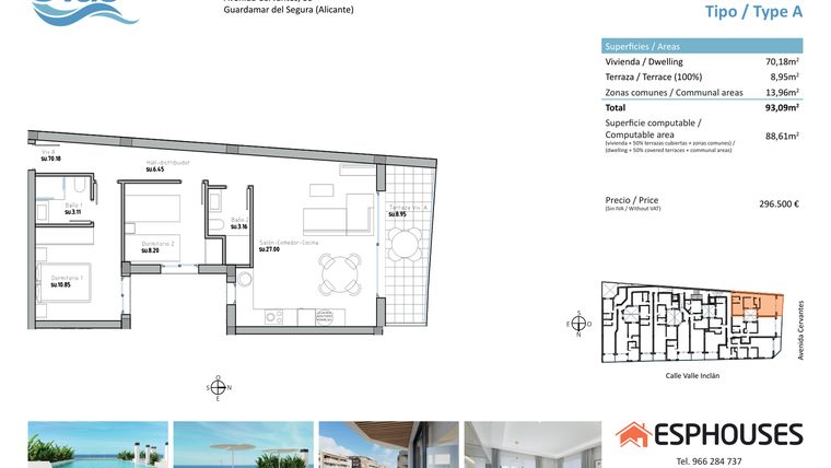 Rzut - Mieszkanie na sprzedaż 2 pokoje o powierzchni 88 m² - numer 2A w ESPHOUSES by Olas