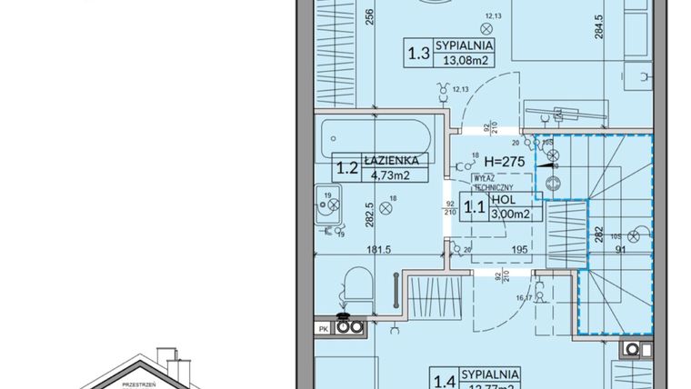 Rzut - Dom na sprzedaż 3 pokoje o powierzchni 72,53 m² - numer 88A w Nova Magdalenka 7 etap IX-XII
