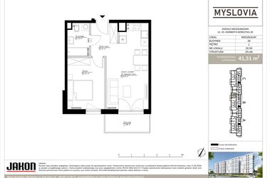 Rzut - Mieszkanie na sprzedaż 2 pokoje o powierzchni 41,51 m² - numer M.LM.20.50 w Myslovia