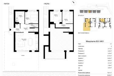 Rzut - Mieszkanie na sprzedaż 4 pokoje o powierzchni 79,29 m² - numer 31.1 w River Park