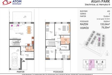 Rzut - Dom na sprzedaż 5 pokoi o powierzchni 133,04 m² - numer A13/2 w ATOM Park