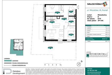 Rzut - Mieszkanie na sprzedaż 3 pokoje o powierzchni 68,2 m² - numer D75 w Milczańska 18