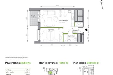 Rzut - Mieszkanie na sprzedaż 2 pokoje o powierzchni 41,34 m² - numer L1/13/124 w Legnicka Vita