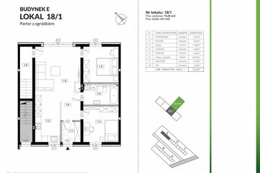 Rzut - Mieszkanie na sprzedaż 3 pokoje o powierzchni 75,2 m² - numer 18/1 w Szczęśliwa Polana