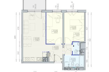 Rzut - Mieszkanie na sprzedaż 3 pokoje o powierzchni 55,8 m² - numer K2 10/5/9/3a w Południk 17 - budynek K2