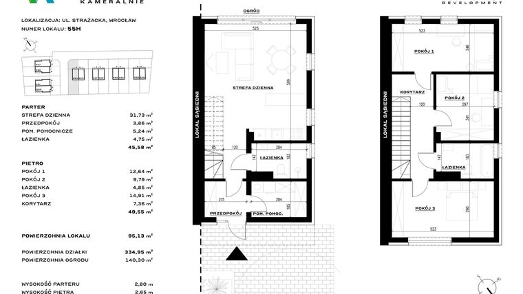 Rzut - Dom na sprzedaż 4 pokoje o powierzchni 95,13 m² - numer 55H w Widawa