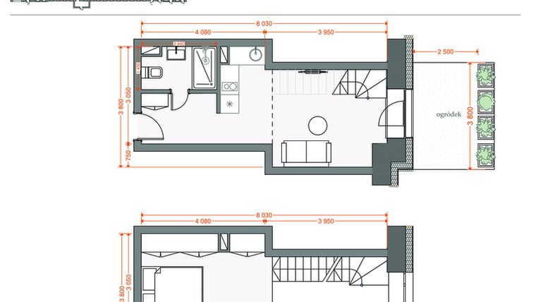 Rzut - Mieszkanie na sprzedaż 2 pokoje o powierzchni 35,79 m² - numer 3 w Legionów 102