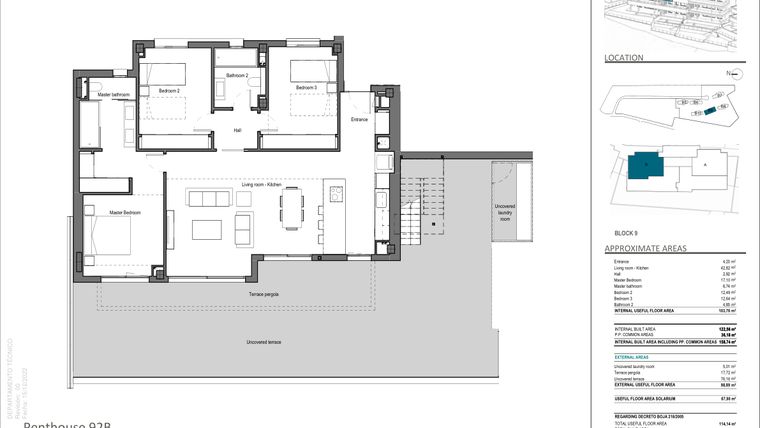 Rzut - Mieszkanie na sprzedaż 3 pokoje o powierzchni 103,76 m² - numer 92B w Quintessence - Marbella