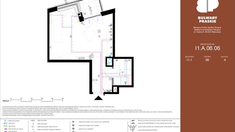 Rzut - Mieszkanie na sprzedaż 1 pokój o powierzchni 37,01 m² - numer I1.A.06.06 w Bulwary Praskie etap I i J