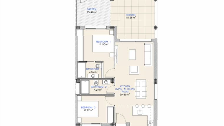 Rzut - Mieszkanie na sprzedaż 2 pokoje o powierzchni 161,08 m² - numer 0.5 w Mieszkania w Los Alcázares - 67948429