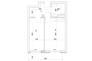 Rzut - Mieszkanie na sprzedaż 2 pokoje o powierzchni 40,17 m² - numer 6A.62 w Mierzeja Wiślana etap IV