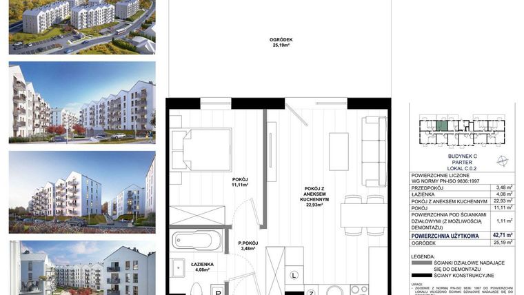 Rzut - Mieszkanie na sprzedaż 2 pokoje o powierzchni 42,71 m² - numer C.0.2 w Skandinavia