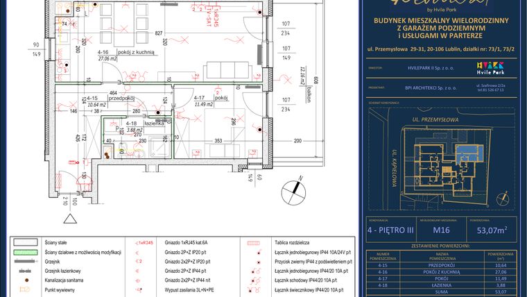 Rzut - Mieszkanie na sprzedaż 2 pokoje o powierzchni 53,07 m² - numer 16 w Revita 21 by Hvile Park