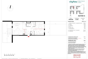 Rzut - Mieszkanie na sprzedaż 3 pokoje o powierzchni 92,85 m² - numer E.1.01 w CityFlow