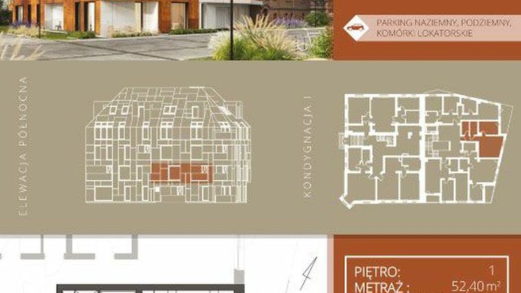 Rzut - Mieszkanie na sprzedaż 2 pokoje o powierzchni 52,4 m² - numer B.1.2 w Browar Jedności