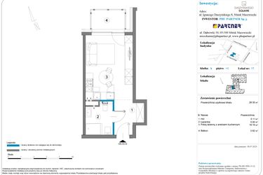 Rzut - Mieszkanie na sprzedaż 1 pokój o powierzchni 29,11 m² - numer A.1.17 w Daszyńskiego Square etap 1