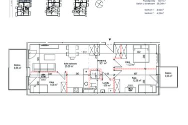 Rzut - Mieszkanie na sprzedaż 4 pokoje o powierzchni 72,57 m² - numer 19 w Łowicka 25