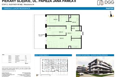 Rzut - Mieszkanie na sprzedaż 3 pokoje o powierzchni 68,9 m² - numer A2.4 w Luxor Residence