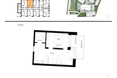 Rzut - Mieszkanie na sprzedaż 2 pokoje o powierzchni 39,28 m² - numer A2.14 w Apartamenty Dźwirzyno