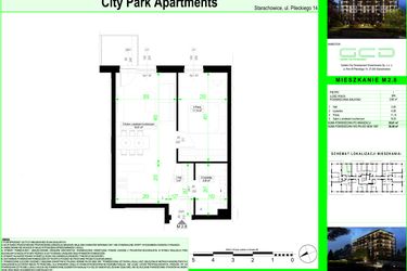 Rzut - Mieszkanie na sprzedaż 2 pokoje o powierzchni 38,01 m² - numer 2.8. w City Park Apartments