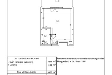Rzut - Mieszkanie na sprzedaż 1 pokój o powierzchni 34,8 m² - numer 35 w Aquamarina Dąbki