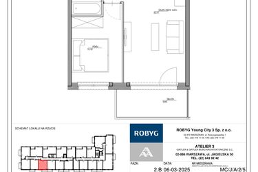 Rzut - Mieszkanie na sprzedaż 2 pokoje o powierzchni 38,38 m² - numer MC/J/A/2/5 w Modern City etap J