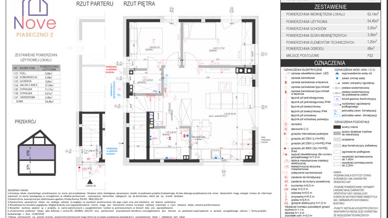 Rzut - Dom na sprzedaż 3 pokoje o powierzchni 54,45 m² - numer E3.2 w Nove Piaseczno 2 etap E