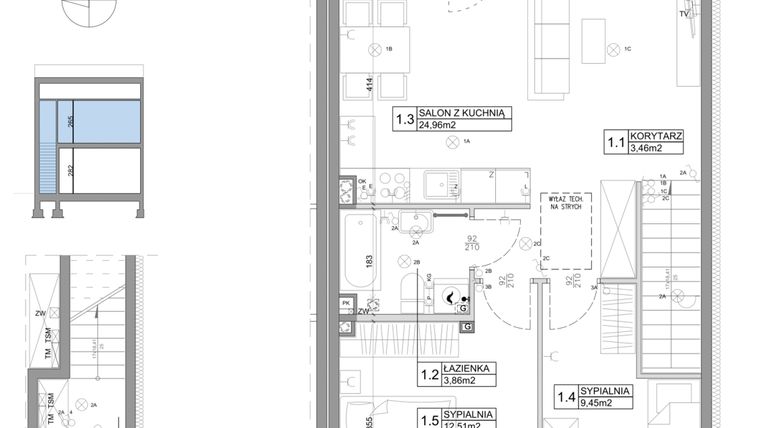Rzut - Mieszkanie na sprzedaż 3 pokoje o powierzchni 61,95 m² - numer 52 w Boska Ksawerowska IV