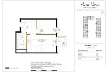 Rzut - Mieszkanie na sprzedaż 2 pokoje o powierzchni 44,37 m² - numer 152 w Aura Nova etap II