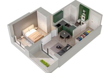 Rzut - Mieszkanie na sprzedaż 2 pokoje o powierzchni 32,3 m² - numer C.17.A w Quercus bud. C