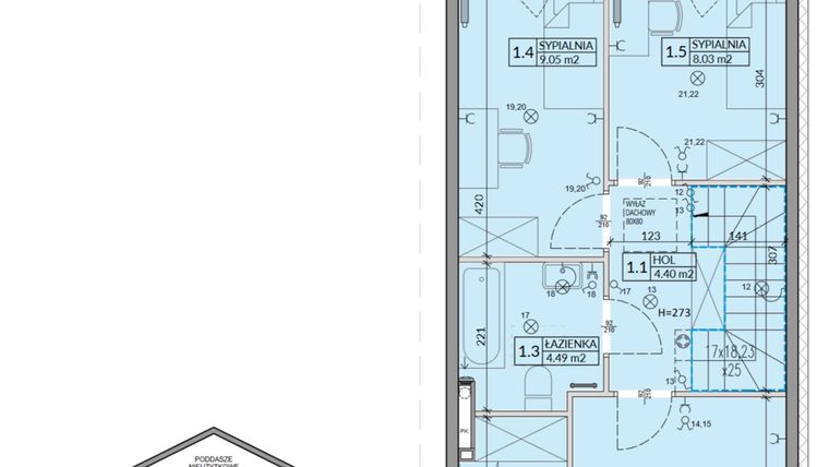 Rzut - Mieszkanie na sprzedaż 4 pokoje o powierzchni 82,75 m² - numer 54A w Domy na Witosa etap 2A i 2B