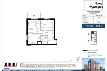Rzut - Mieszkanie na sprzedaż 2 pokoje o powierzchni 47,4 m² - numer C3.A16 w Nowy Wyszogród etap III