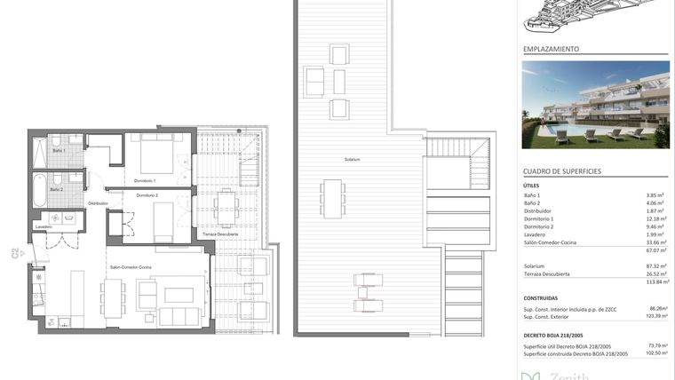 Rzut - Mieszkanie na sprzedaż 2 pokoje o powierzchni 86 m² - numer 2-2-C2 w Zenith Estepona