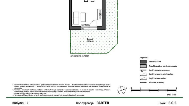 Rzut - Mieszkanie na sprzedaż 1 pokój o powierzchni 29,52 m² - numer E.0.5 w Nowy Świat Ostoja etap II - EFG