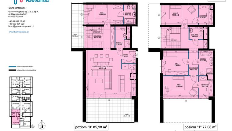 Rzut - Mieszkanie na sprzedaż 4 pokoje o powierzchni 162,61 m² - numer C/10/124 w Osiedle Hawelańska etap III