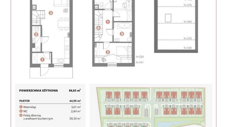 Rzut - Dom na sprzedaż 4 pokoje o powierzchni 84,63 m² - numer 2B w Bursztynowa Polana