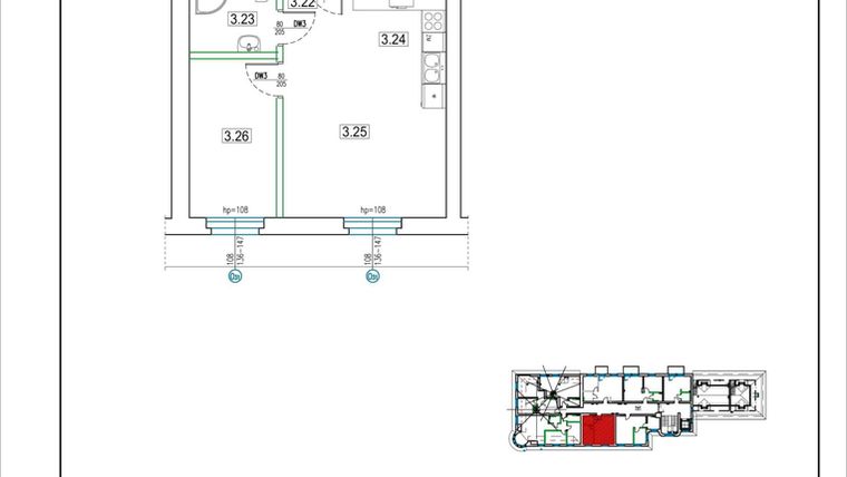 Rzut - Mieszkanie na sprzedaż 2 pokoje o powierzchni 35,43 m² - numer 27 w Kamienica 62