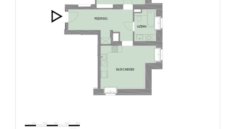 Rzut - Mieszkanie na sprzedaż 2 pokoje o powierzchni 47,45 m² - numer A18 w Komuny Paryskiej 19a