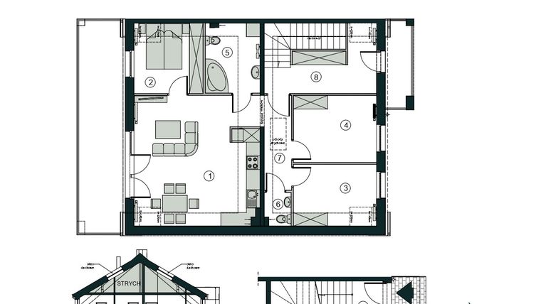 Rzut - Mieszkanie na sprzedaż 4 pokoje o powierzchni 91,74 m² - numer E2 w Aleja Wiśniowa Pogórze