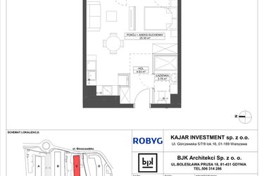 Rzut - Mieszkanie na sprzedaż 1 pokój o powierzchni 33,71 m² - numer C.2M04 w Foresteria