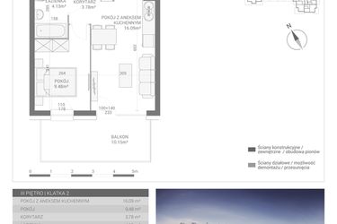 Rzut - Mieszkanie na sprzedaż 2 pokoje o powierzchni 33,48 m² - numer M40 w Apartamenty Przystań bud. F