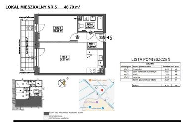 Rzut - Mieszkanie na sprzedaż 2 pokoje o powierzchni 46,79 m² - numer M5 w Jeziorna 1