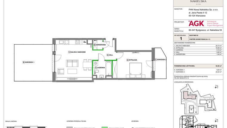 Rzut - Mieszkanie na sprzedaż 2 pokoje o powierzchni 54,5 m² - numer NN-B-LM-01 w Nowa Nakielska by PHN