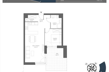 Rzut - Mieszkanie na sprzedaż 2 pokoje o powierzchni 53,82 m² - numer H.107 w Nautica Resort etap III