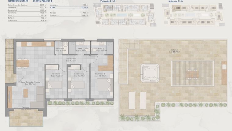 Rzut - Dom na sprzedaż 3 pokoje o powierzchni 78,15 m² - numer B-s w Domy w Torre-Pacheco - 81397791