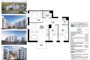 Rzut - Mieszkanie na sprzedaż 4 pokoje o powierzchni 65,24 m² - numer A.2.32 w Skandinavia
