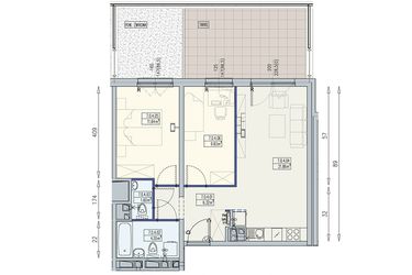 Rzut - Mieszkanie na sprzedaż 3 pokoje o powierzchni 55,87 m² - numer K2 7/0/4/3a w Południk 17 - budynek K2