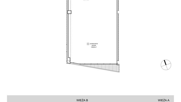 Rzut - Lokal użytkowy na sprzedaż 1 pokój o powierzchni 112,1 m² - numer P01/B13 w Sokolska 30 Towers