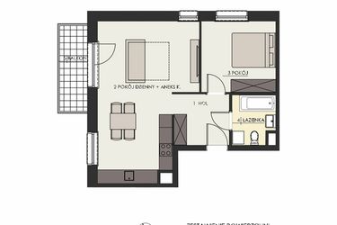 Rzut - Mieszkanie na sprzedaż 2 pokoje o powierzchni 52,26 m² - numer 41 w Osiedle Platinum III