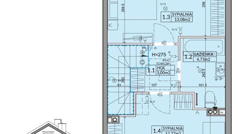Rzut - Dom na sprzedaż 3 pokoje o powierzchni 72,53 m² - numer 80B w Nova Magdalenka 7 etap IX-XII